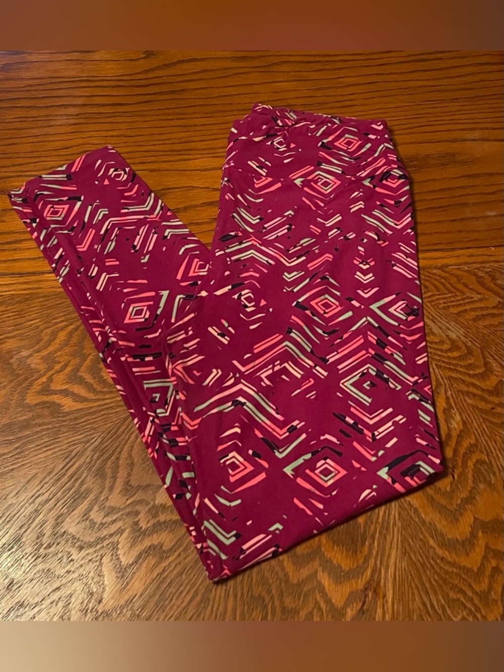 LLR TC Leggings new, never worn. Beautiful purple Aztec pattern with teal/pink